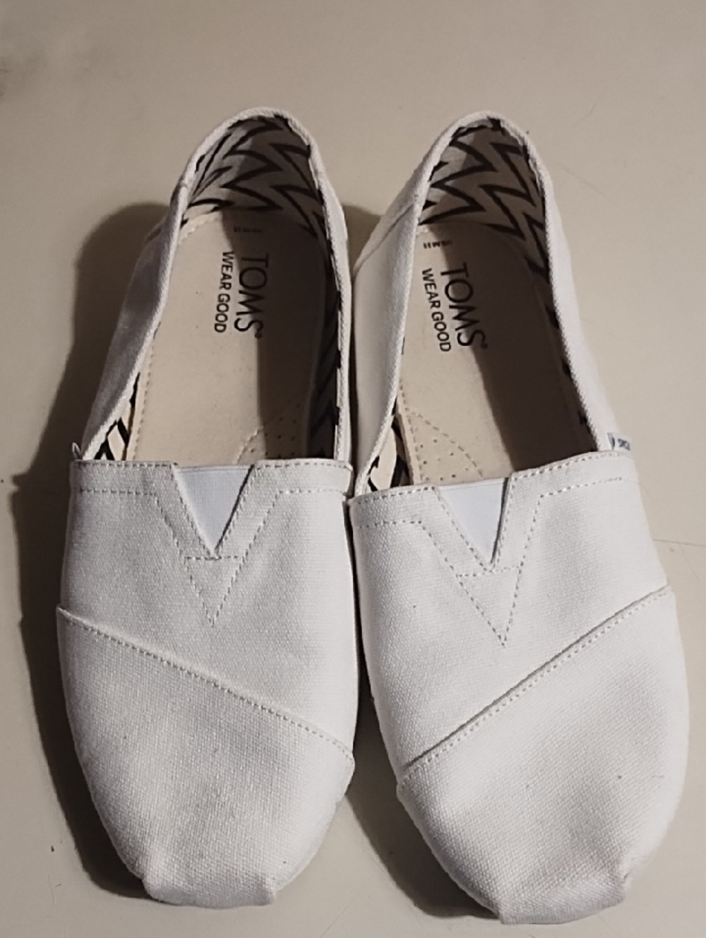 Toms White Canvas Slip-On Shoes